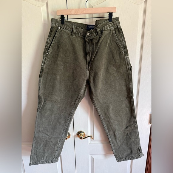 Men’s Abercrombie & Fitch Loose Fit Carpenter Jeans - Green - Picture 1 of 5